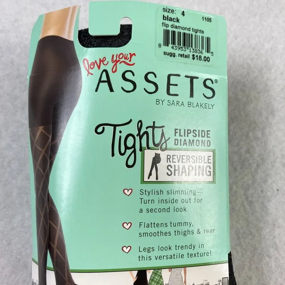 SPANX Assets Sara‎ Blakely Reversible Shaping Tights Women's 4 Flipside Diamond